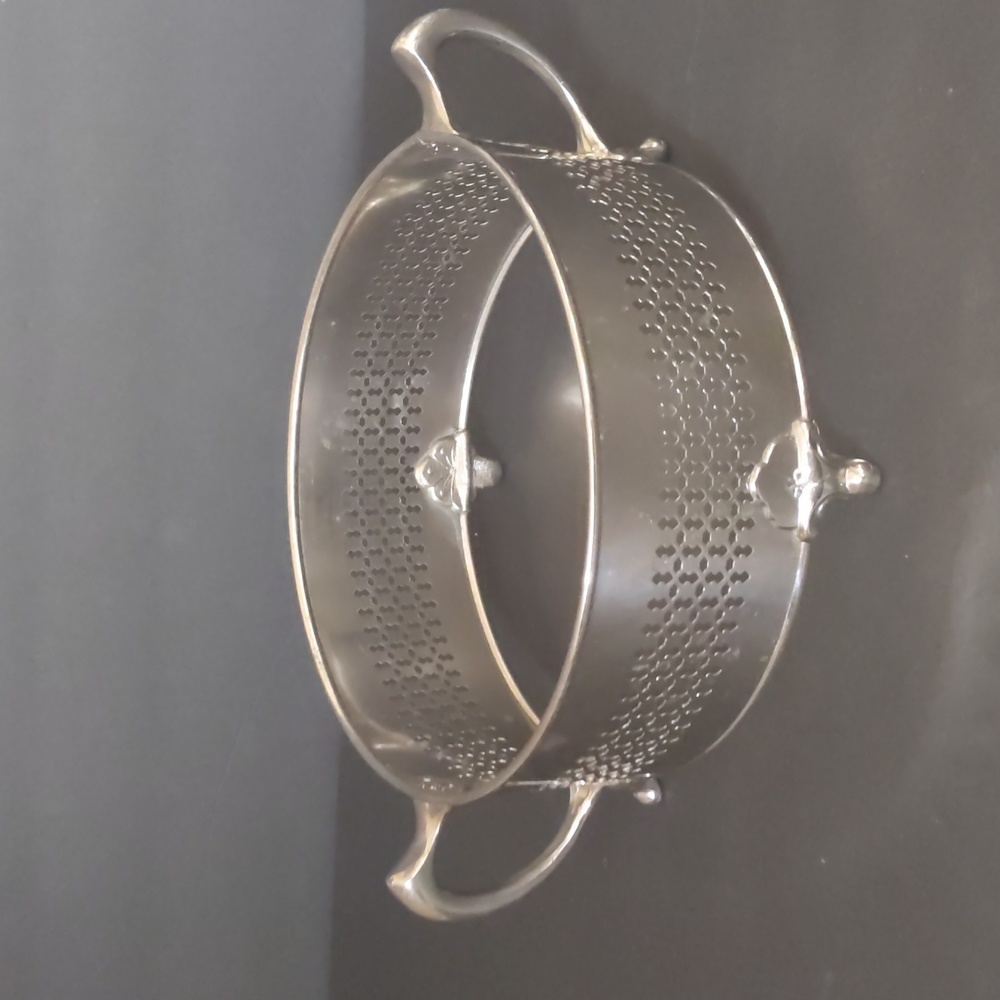 Vintage Silver Plate Casserole Dish Holder Round Footed 8"